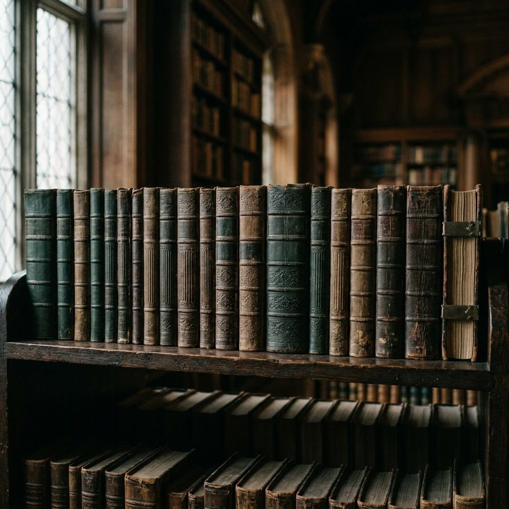 Bound volumes representing the Educated Guess Ventures executive playbook library